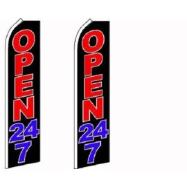 Open 24-7 King Size Polyester Swooper Flag Pack of 2  (HARDWARE NO INCL