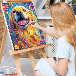 Lxmsja Paint by Numbers Adults with Frame, Paint by Numbers Dog, DIY Set Adults with Brushes and Acrylic Paints, Hand Painted Oil Painting Canvas for Home Decor, 20 x 30 cm