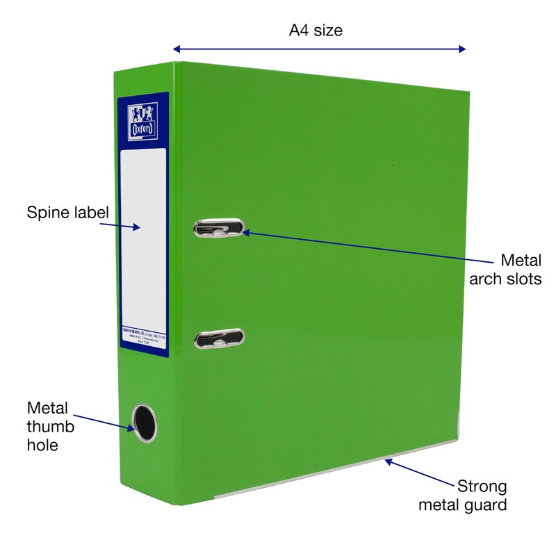 Oxford Premium A4 Light Green Single Lever Arch File Heavy