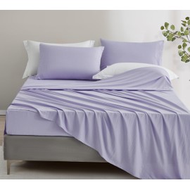 Chezmoi Collection Stone Washed Twin Size Sheet Set - 3-Piece Extra Soft Breathable Wrinkle & Fade Resistant 14-Inches Deep Pocket Sheets & Pillowcases Set - Twin, Lavender
