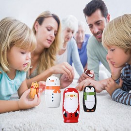 FOMIYES Russian Nesting Dolls for Christmas, Wood Stacking Nested Set, Christmas Russian Matryoshka Dolls for Kids, 6 Pieces