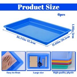 Sibba 6 Pack Multicolor Plastic Art Trays Colorful Activity Crafts Tray