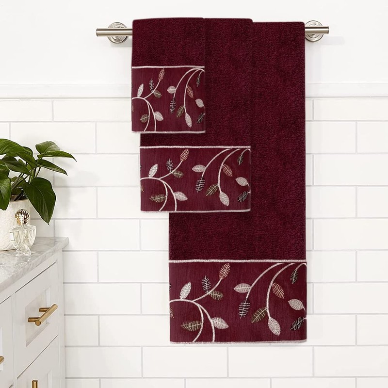 Popular Bath Aubury Collection, Towel Set, Burgundy