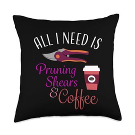Pruning Shears and Coffee Throw Pillow