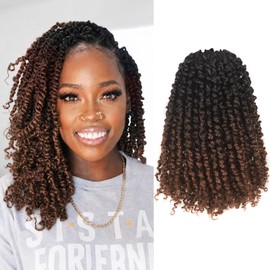 Tiana Passion Twist Hair - 16 Inch 8 Packs Pre-twisted Crochet Braids 3 Tones Ombre Brown, Pre-looped Synthetic Braiding Hair For Black Women (16 Inch, OT1B/4/30-8P)