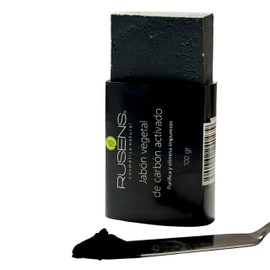 Rusens Kit de 3 Jabones de Carbón Activado  Activated Charcoal Soap Set, 3 Bars, Natural  Vegan                                                       