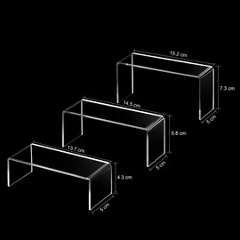 CECOLIC Acrylic Display Stand Riser Clear Small Acrylic Decorator Stand Shelf for Figures Pops, Jewelry, Cupcake, Dessert - 2 Sets (5x5x6'')