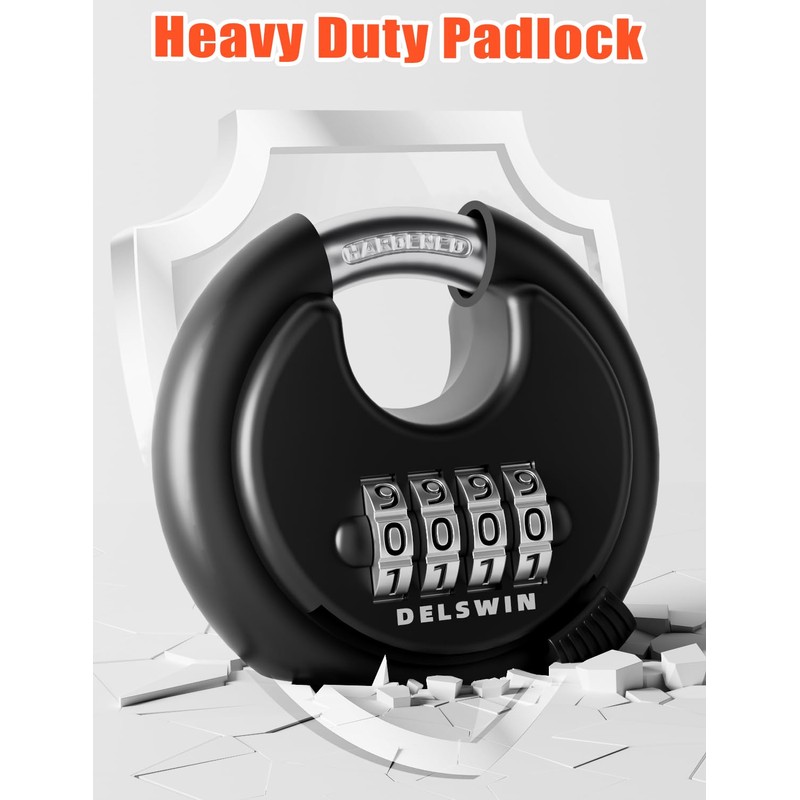 DELSWIN 4-Digit Disc Combination Lock Outdoor - Heavy Duty Combination