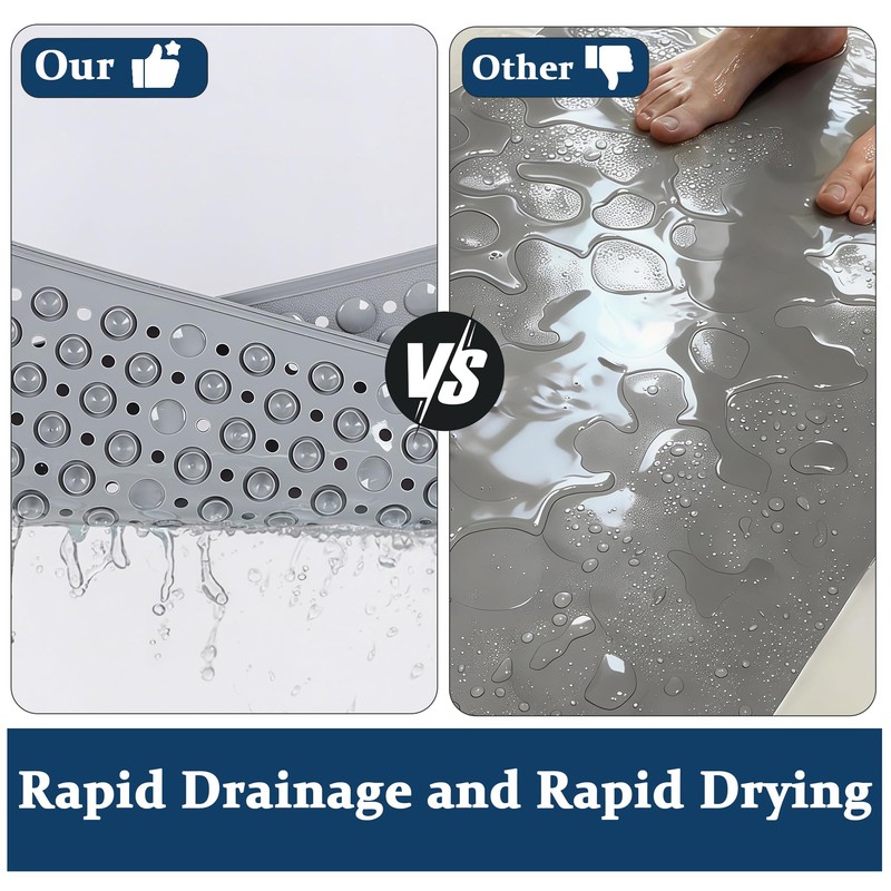 21.6"x33.5" Non Slip Shower Mat with Suction Cups, Drain Holes