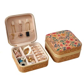 Longjet Small Travel Jewelry Organizer Box, Mini Jewellery Gift Case for Women to Organize Rings, Necklaces, Earrings (Small Floral)