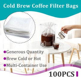 100 Pcs Commercial Cold Brew Coffee Filter Bags Fit for 5 Gallon Buckets