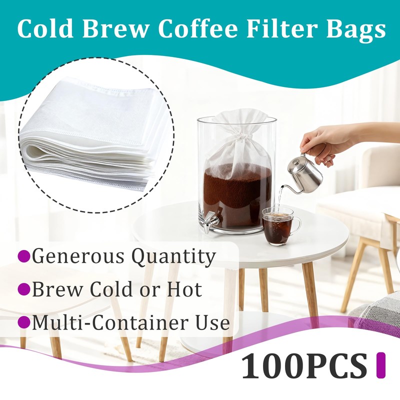 100 Pcs Commercial Cold Brew Coffee Filter Bags Fit for