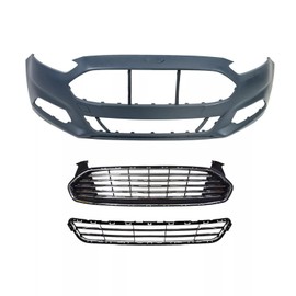 Fusion Front Bumper Cover & Upper Lower Grille Replacement For 2013 2014 2015 2016 Ford Fusion SE S Titanium Sedan 4-Door