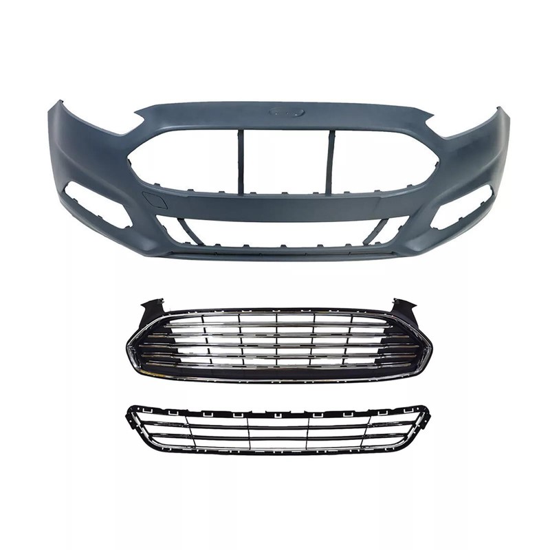 Fusion Front Bumper Cover & Upper Lower Grille Replacement For