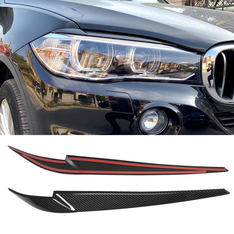 Pair Left Right Headlight Eyebrow Car Light Eyelids Carbon Fiber