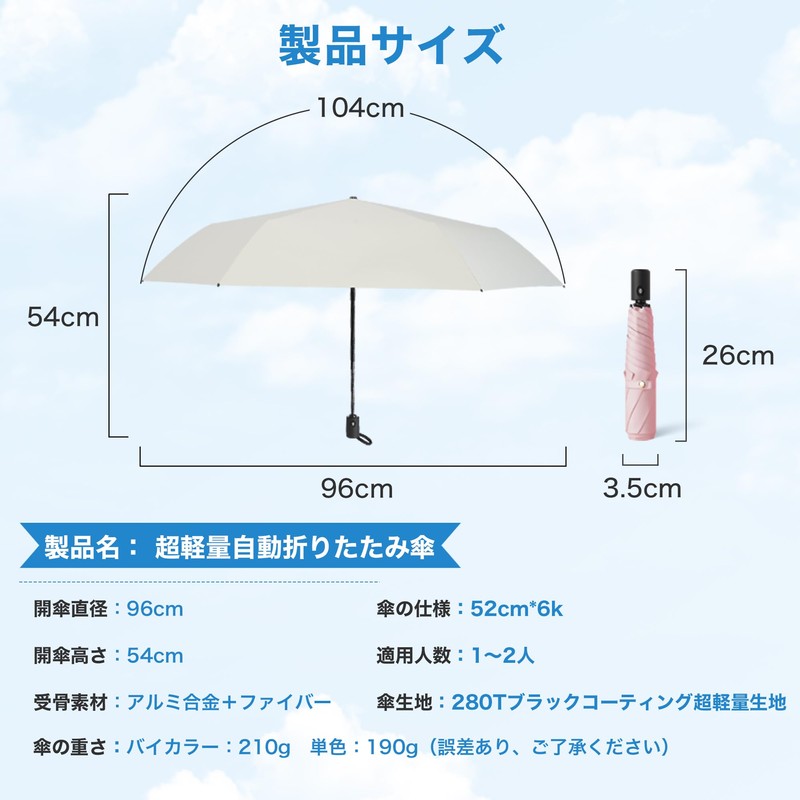 KIMOC Sun Umbrella, UV Protection, 100% Light Shade, Ultra Lightweight,