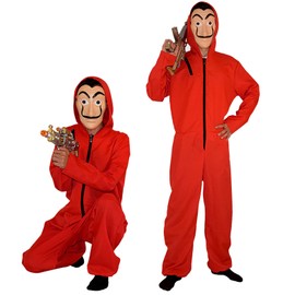 Dtekeac Paperhouse Cosplay, With Mask, Overalls, Halloween Costume, Height 47.2 to 70.9 inches (120 to 180 cm), For Adults and Children, Unisex, Halloween, Events, Costume, Stage Performances, School Festivals, Cultural Festivals, Christmas Costume (M)