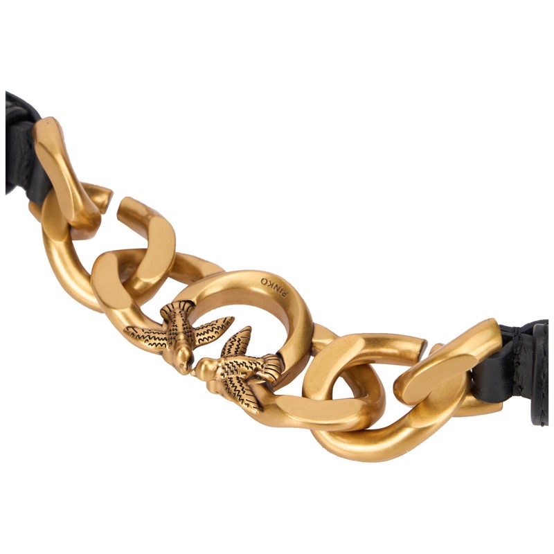 Pinko Women's Belt, Z99q_black-antique gold