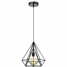 Industrial Modern E27 Base Vintage Style Metal Wire Cage 95cm Adjustable Cable with Black Metal Ceiling Pendant Lights for Living Room Hallway Kitchen Bedroom Lighting (Style 5)