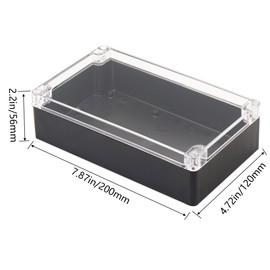 Otdorpatio Project Box IP65 Waterproof Junction Box ABS Plastic Black Electrical Boxes DIY Electronic Project Case Power Enclosure Clear Cover 7.87"x4.72"x2.2"