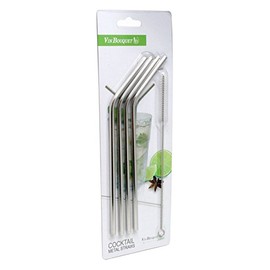 Vin Bouquet FIK 147 cannucce Acciaio Inox riutilizzabili Set 4 con Spazzola Cocktail Bevande