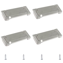 MOROBOR 4Pcs Nickel Pocket Doors Drawer Handle Flush Ring Pull, Hidden Furniture Handles with Screws Concealed Zinc Alloy Knobs for Cabinets Closets Drawers/96mm