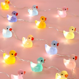 Tiny Duck String Lights Battery/USB Powered - 10ft 40 Lights Multi-Color Duck, Remote Control LED Fairy Warm White Light for DIY Crafts Wedding Table Centerpieces Party Bedroom Christmas