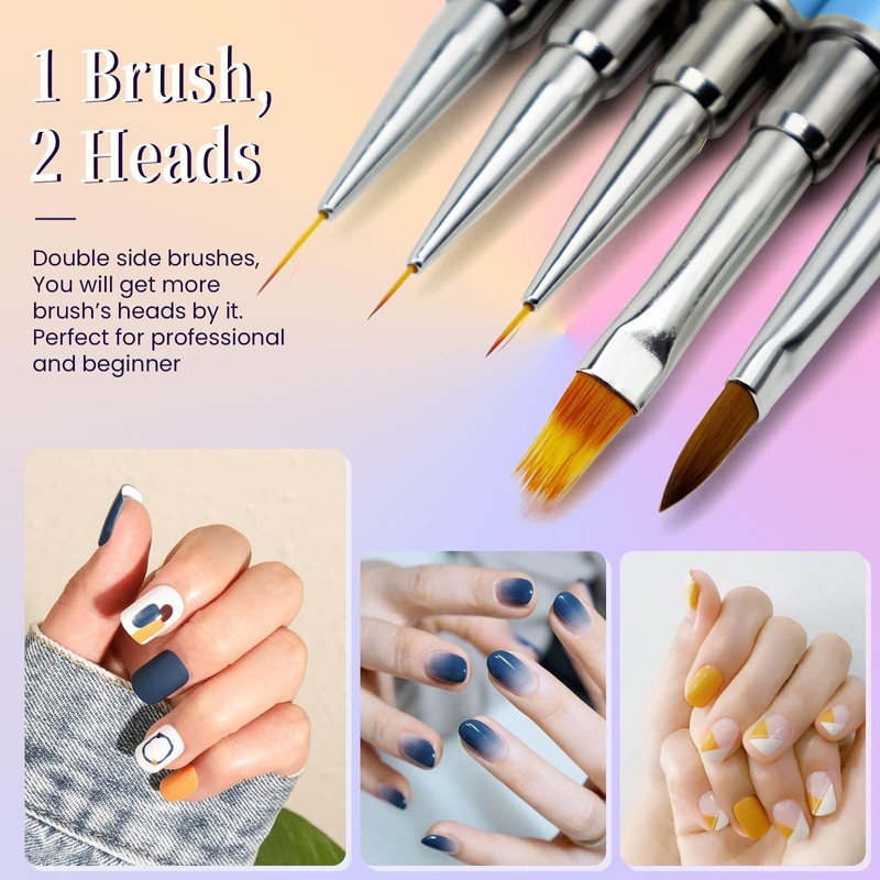 Lokaloka Nail Brush Set for Gel Nails, Nail Art, Double