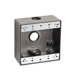 Sealproof 2-Gang 3 3/4" Holes Weatherproof Rectangular Exterior Electrical Outlet Box with 3 Outlets, Three 3/4-Inch Holes, UL Listed, Double Gang, Bronze