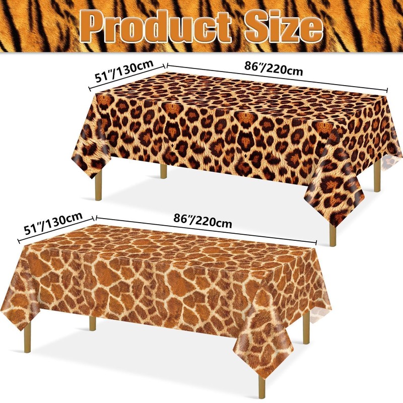 4 Pack Jungle Safari Animal Tablecloths Plastic Animal Theme Tablecloths