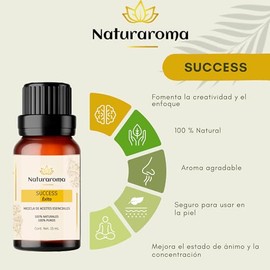 Aceite esencial SUCCESS 15ml - Mezcla Natural Naranja, Bergamota, Hierbabuena 100% Puro para Aromaterapia y Difusor
