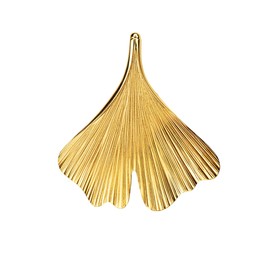 JEVELION Gold pendant with ginkgo leaf pendant gold for women as a necklace pendant with jewellery case + certificate, Gold-plated