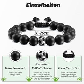 CheersLife Football Gifts Boys Football Bracelet Teenager Bracelet for My Son Football Gifts for Men Natural Stone 3D Football Bracelet Football Bracelet Boys Football Gifts for Boys, Bead