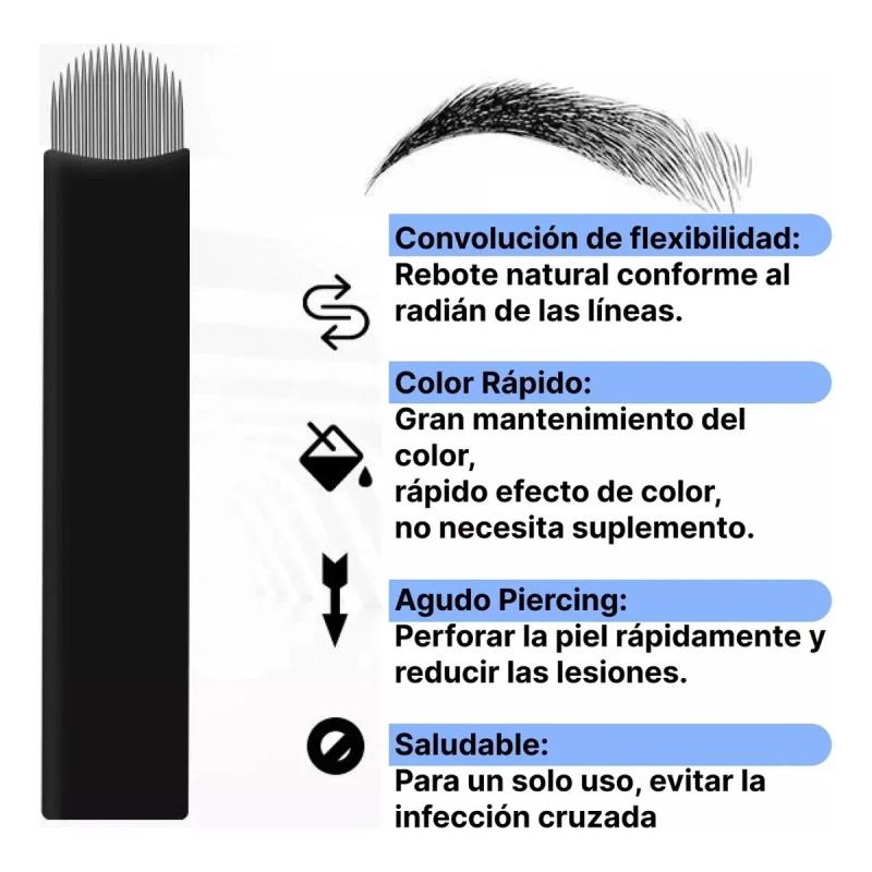 100 Navajas Microblading Nano Pin Y Lengua De Gato Agujas