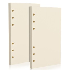 A6 6-Hole Blank Refill Paper(Pre-Punched)–100gsm Thick Beige Paper, Fountain Pen & Gel Pen Friendly, No Bleed, Perfect for Double-Sided Writing – Fits A6 6-Ring Binder(2 Packs)