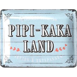 LANOLU Tin Sign PIPI KAKA Country Sign - Funny Toilet Sign - Funny Toilet Signs Vintage Decorative Guest Toilet Sign, 15 x 20 cm