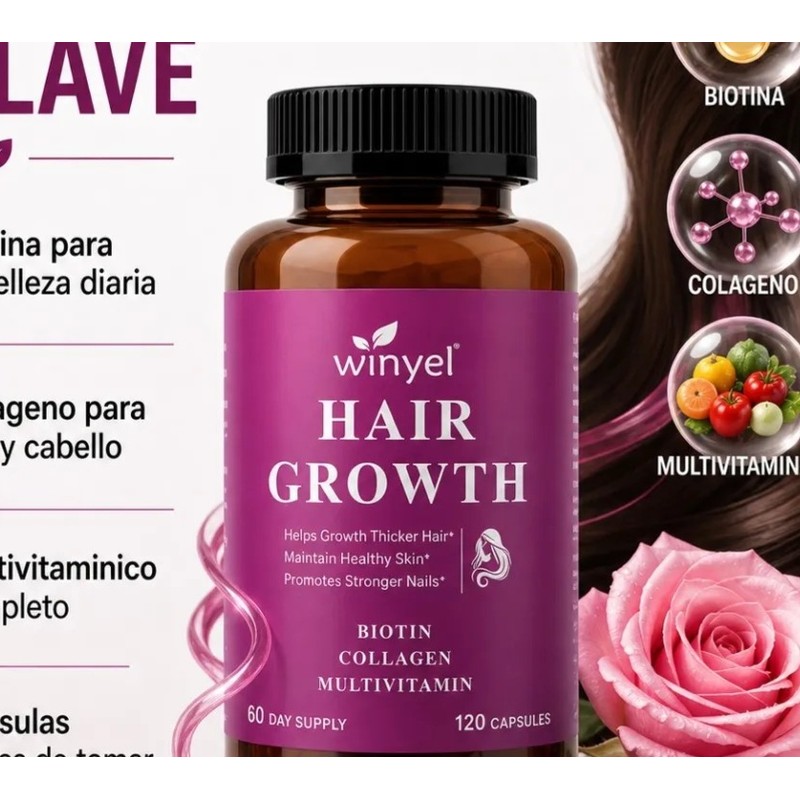 Biotina Y Colágeno 120 Cápsulas Soporte Capilar Y Uñas