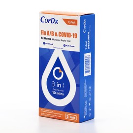 CorDx TyFast 10 Mins Flu A/B & Covid 19 Multiplex Rapid Test, Results in 10 Minutes—Precision Skip The 15 Wait, EUA Authorized, at Home 3 in 1 Combo Kit, 5 Tests, Use-Friendly & No Discomfort