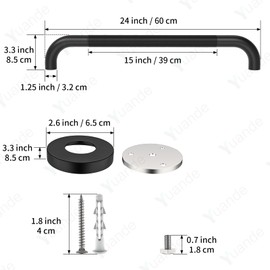4 Pack 24 Inch Shower Grab Bar, YuanDe Matte Black Bathroom Grab Bar Handle w/Anti-Slip Knurled Grip, Stainless Steel Bath Balance Bar, 1.25" Diameter Safety Hand Rail Support,Handicap Injury Elderly