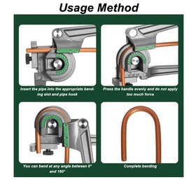 Pipe Tube Bender - 3 in 1 Tubing Bender, 180 Degree 1/4 3/8 1/2 Inch OD Copper Aluminum Tube Bender for HVAC Air Conditioning Refrigeration Repair, Tubes Bending Tools