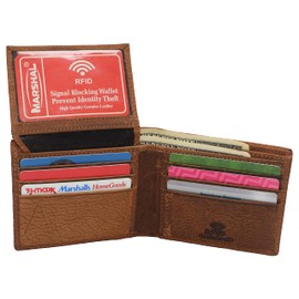 Real Genuine Leather RFID Blocking Wallets Mens Wallet Bifold Classic Engraved Logos (Motorcycle)
