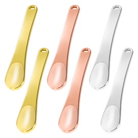 Newellsail Small Metal Makeup Spatula Skin Care Cosmetic Spoon Reusable Applicator for Face Mask Cream Lotions Moisturizers Pack of 6 (3 Colours)