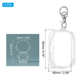 QUARKZMAN 2 Pieces Transparent Figure Display Bag with Chain, 3.74 Inch Transparent Doll Display Bag PVC Portable Small Mini Doll Bag Carry Bag (Square Transparent)