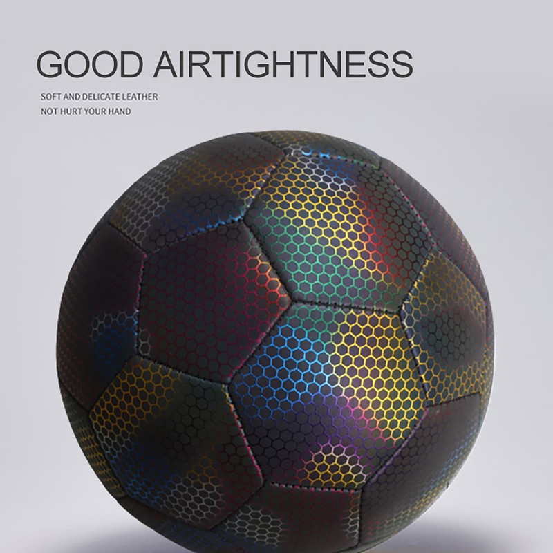 Reflective Football PU Glowing Sports Soccer Ball with Pump for