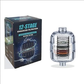 Shower Head Filter, 15-Stage Filtration System, Removes Chlorine & Heavy Metals, Softens Water for Smoother Skin & Hair, Universal Fit for All Shower Types (White) (HS-GLQ-001, Filter, GLQ001)