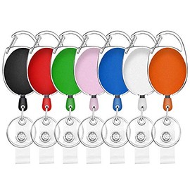 7 Packs Retractable Badge Holder Carabiner Badge Reel Multicolor Retractable Key Holder with Belt Clip and Key Ring