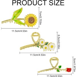 3Pcs Flower Claw Clips Large Metal Hair Claw Clip Pretty Flower Hair Clip Non-Slip Hair Claw Clip for Thick Thin Hair Cute Hair Accessories for Women Girls