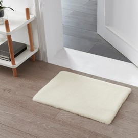 Teppich Wölkchen Fluffy Faux Fur Rug, Rabbit Fur, Short Fur, High Pile Fur Rug for Living Room or Bedroom Bed Rug, Beige – 40 x 60 cm