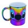 Taza Mágica Iridiscente Stitch + Batidor Espumador Para Cafe