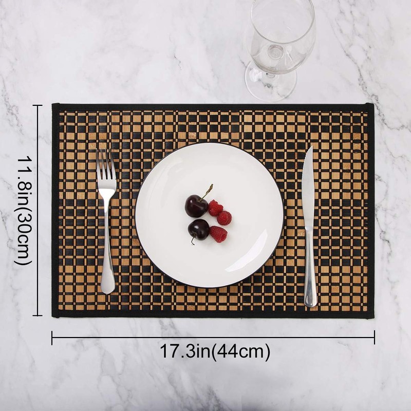 Bamboo Placemats for Dining Table, Placemats Set of 4,Stain-Resistant,Heat-Resistant Place